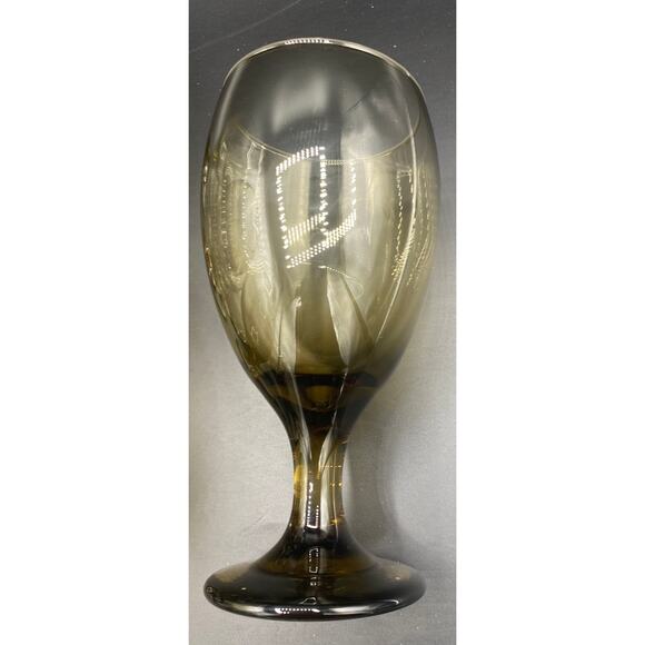 SET of 4 Vintage Smokey Brown Libbey Water Goblet Glasses - Picture 4 of 5